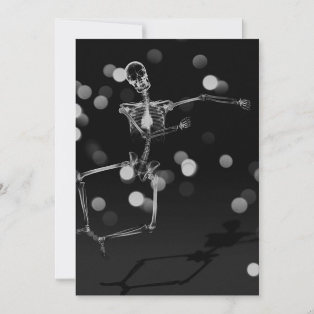 Dancing X-Ray Skeleton - Black & White Inbjudningar (Framsida)