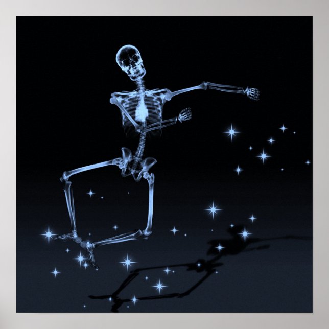 Dancing X-Ray Skeleton - Blue Poster (Framsidan)