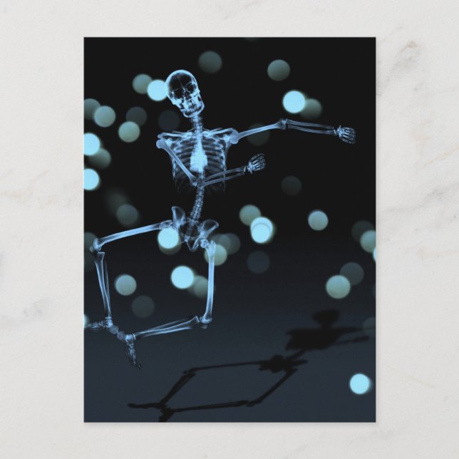Dancing X-Ray Skeleton - Blue Vykort (Framsida)