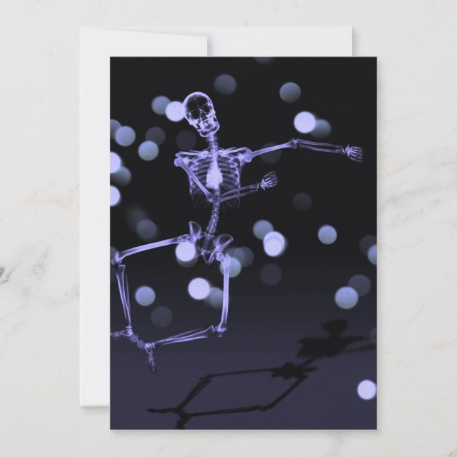 Dancing X-Ray Skeleton - djup Lila Inbjudningar (Framsida)