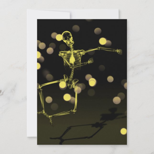 Dancing X-Ray Skeleton - Gult Inbjudningar (Framsida)