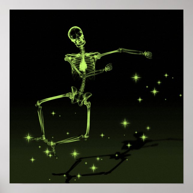 Dancing X-Ray Skeleton - Lime Green Poster (Framsidan)