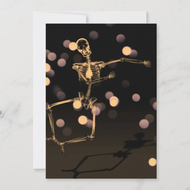 Dancing X-Ray Skeleton - Orange Inbjudningar (Framsida)