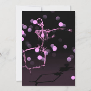 Dancing X-Ray Skeleton - Rosa Inbjudningar