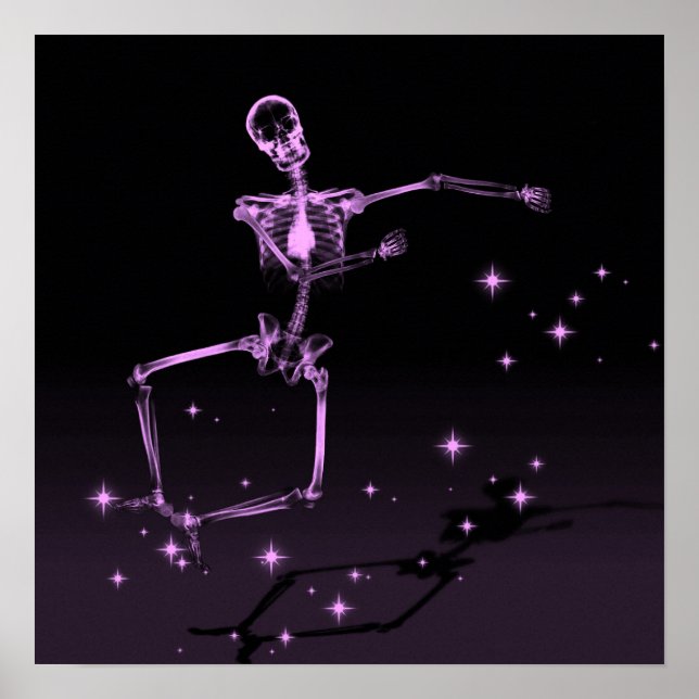 Dancing X-Ray Skeleton - Rosa Poster (Framsidan)