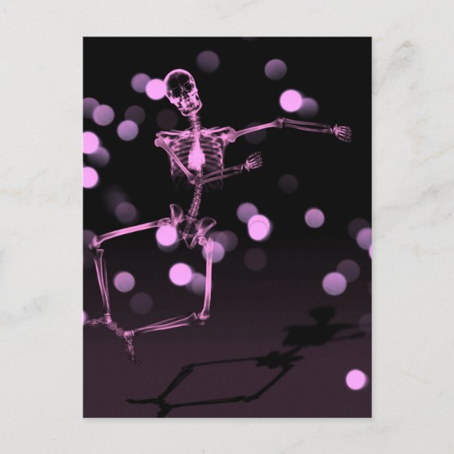 Dancing X-Ray Skeleton - Rosa Vykort (Framsida)