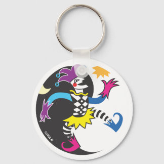 Dancing yinyang jester keychain nyckelring
