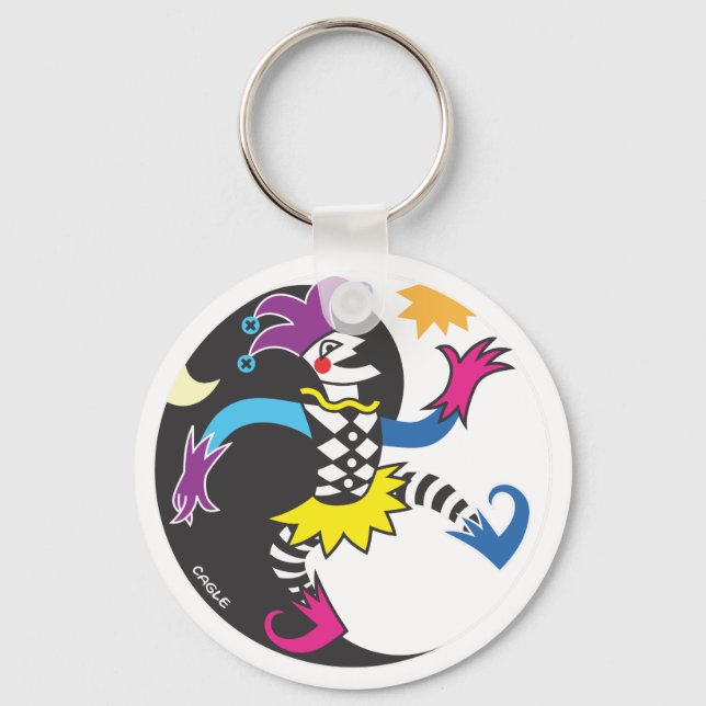 Dancing yinyang jester keychain nyckelring (Framsida)