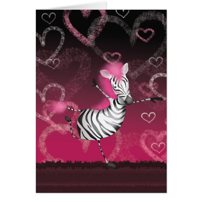 Dancing Zebra Hälsningskort (Framsidan)
