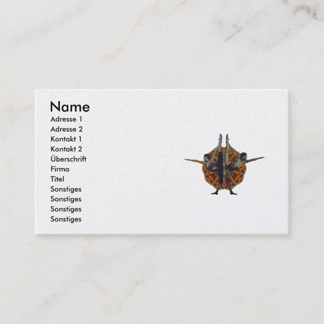 Dandayamana Dhanurasana  2010 as business card Visitkort (Framsida)