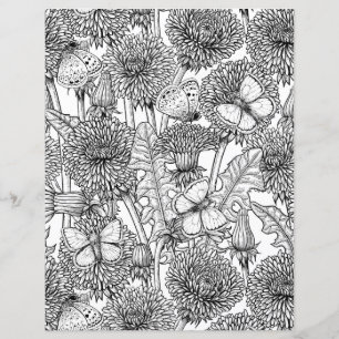 Dandelion-ängar i svartvitt