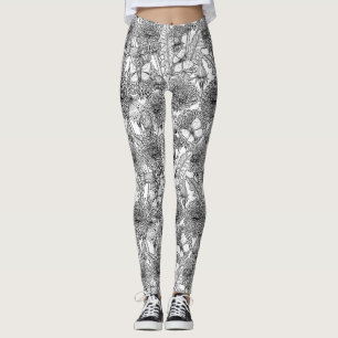 Dandelion-ängar i svartvitt leggings