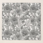 Dandelion-ängar i svartvitt sjal<br><div class="desc">Vektorlösa mönster med handdragna dandelioner och fjärilar.</div>