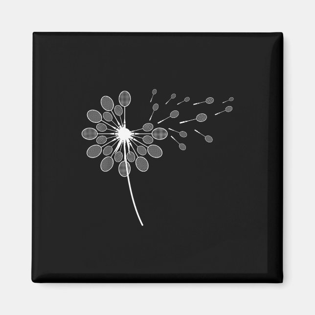 Dandelion Badminton Racket Shirt Badminton Player Magnet (Framsidan)