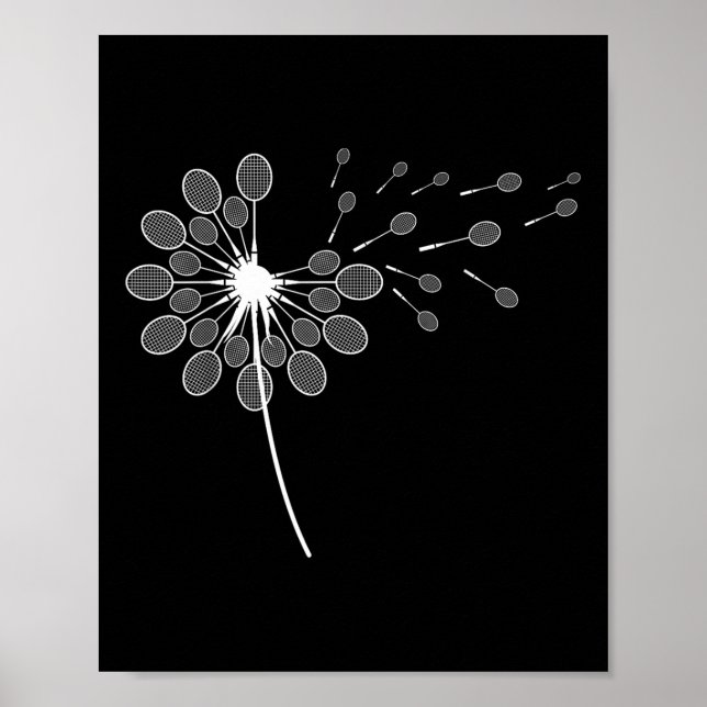 Dandelion Badminton Racket Shirt Badminton Player Poster (Framsidan)