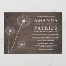 Dandelion Barn Wood-inbjudningar till Landsbyggsbr