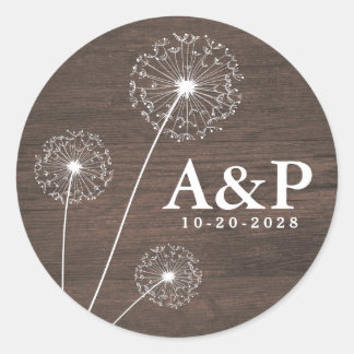 Dandelion Barn Wood Land Rustic Wedding Favors Runt Klistermärke