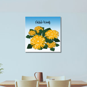 Dandelion Bed Edible Ogräs Gult Poster