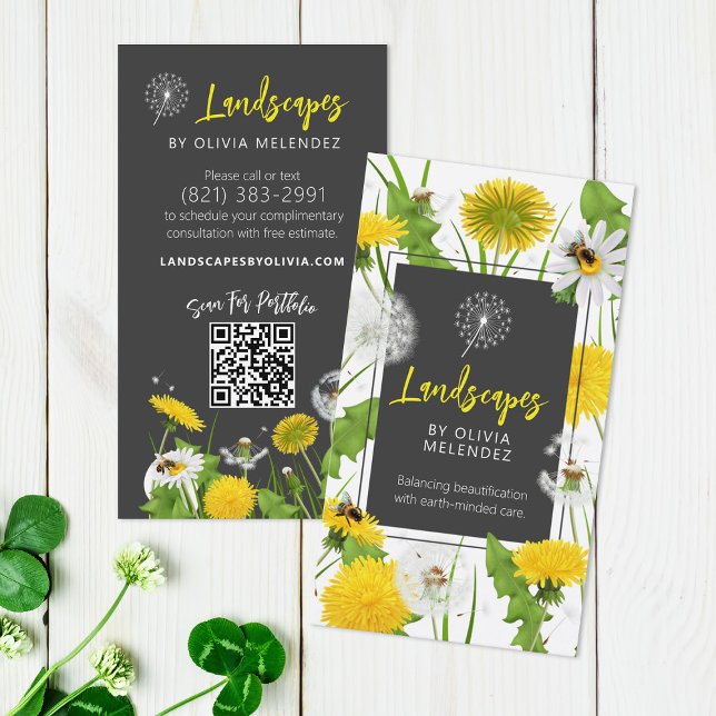 Dandelion & Bees Eco-Friendly Gräsmatta Care Visitkort (Skapare uppladdad)
