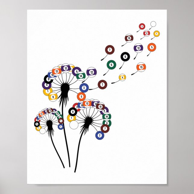 Dandelion Billiard Shirt Billiard Player Womens Bi Poster (Framsidan)