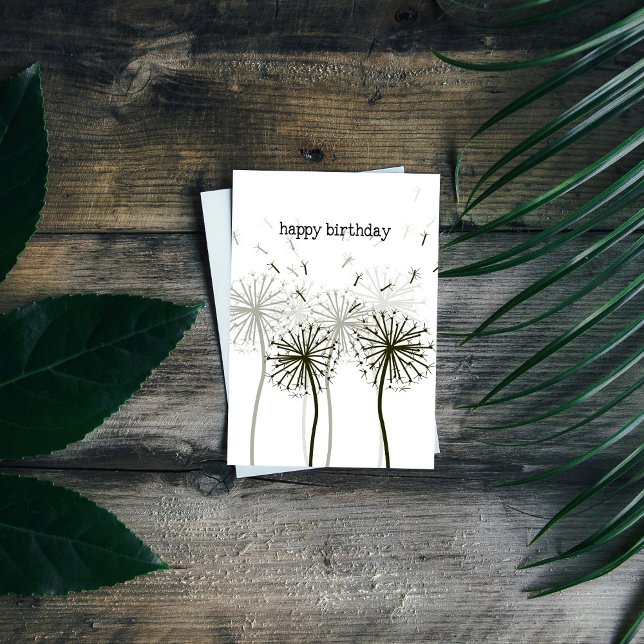 Dandelion Birthday Card Kort (Unique Birthday Cards: Geometric and Flat Art styles featuring florals, animals, and modern designs.)