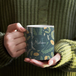 Dandelion Blommigt Ogräs Mönster Kaffemugg