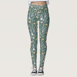 Dandelion Blommigt Ogräs Mönster Leggings