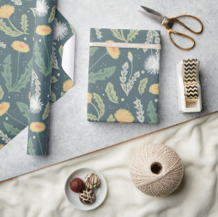 Dandelion Blommigt Ogräs Mönster Presentpapper