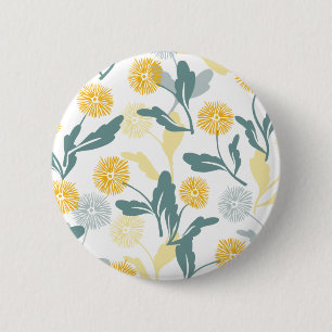 Dandelion-blommönster, vit över knapp