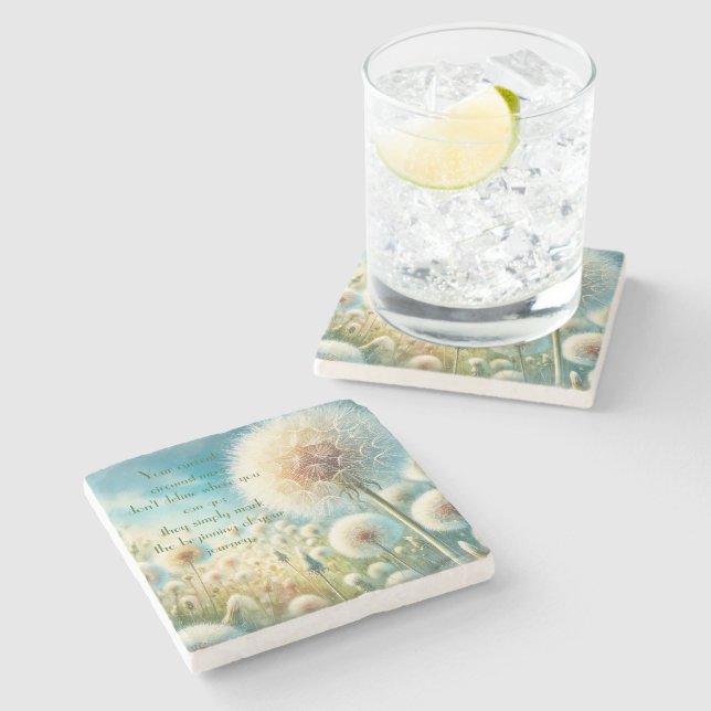Dandelion Blowball & Quote #2 Stenunderlägg (Sidan)