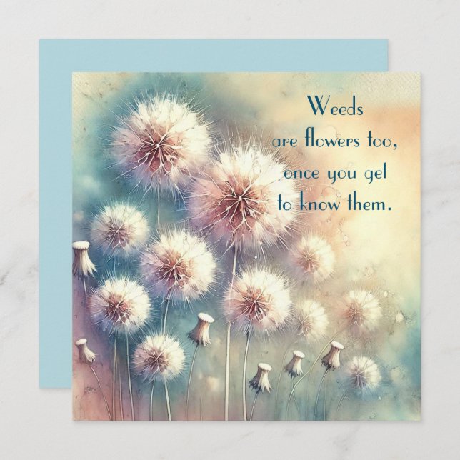 Dandelion Blowball & Quote	 Tack Kort (Fram/baksida)