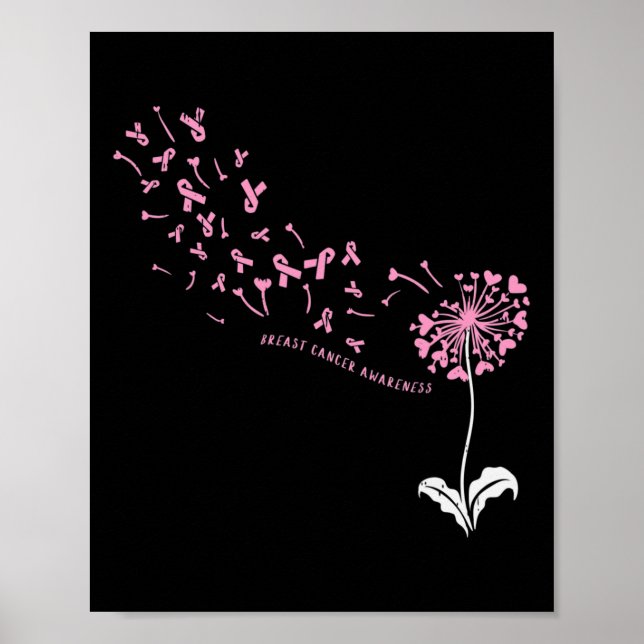 Dandelion Breast Cancer Awareness Rosa RIbbon Supp Poster (Framsidan)