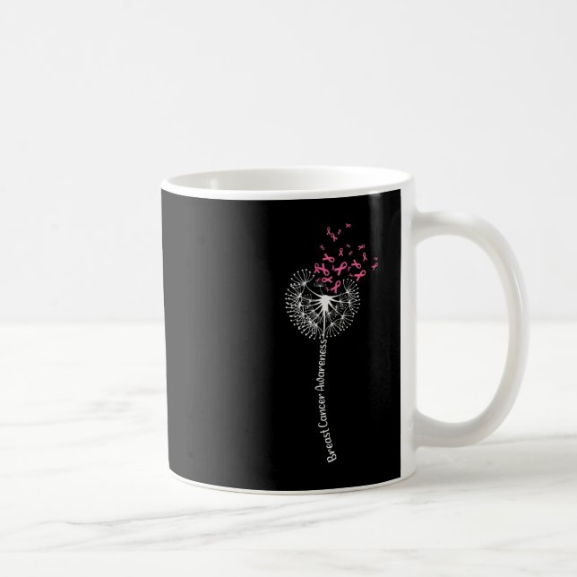 Dandelion Breast Cancer Awareness Warrior Rosa Rib Kaffemugg (Höger)
