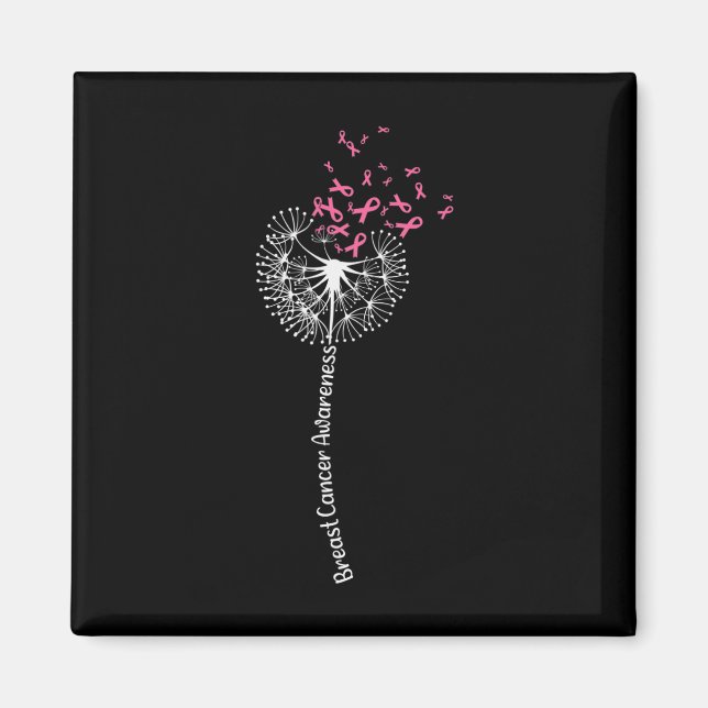 Dandelion Breast Cancer Awareness Warrior Rosa Rib Magnet (Framsidan)