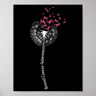 Dandelion Breast Cancer Awareness Warrior Rosa Rib Poster