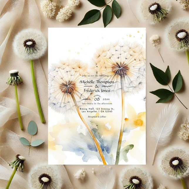 Dandelion Bröllop QR-kod Inbjudningar (Dandelion Wedding QR Code Invitation)