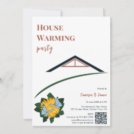 Dandelion Butterflies Housewarming Party QR Code Inbjudningar