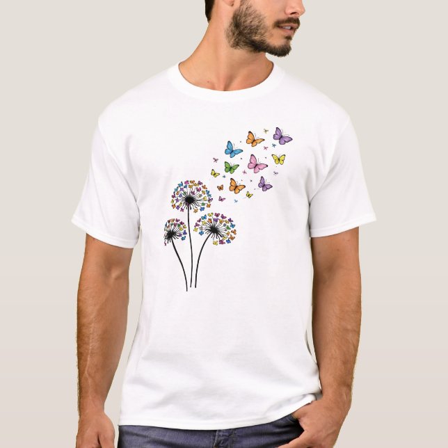 Dandelion butterfly flow t shirt (Framsida)