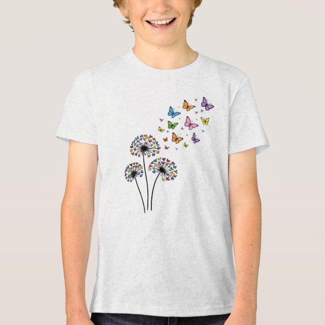 Dandelion butterfly flow t shirt (Framsida)
