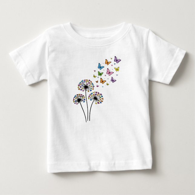 Dandelion butterfly flow t shirt (Framsida)