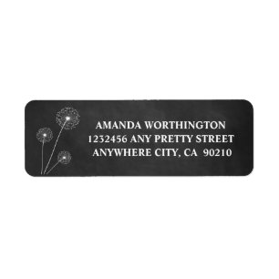 Dandelion Chalkboard Rustic Bröllop Adressetikette Returadress Etikett