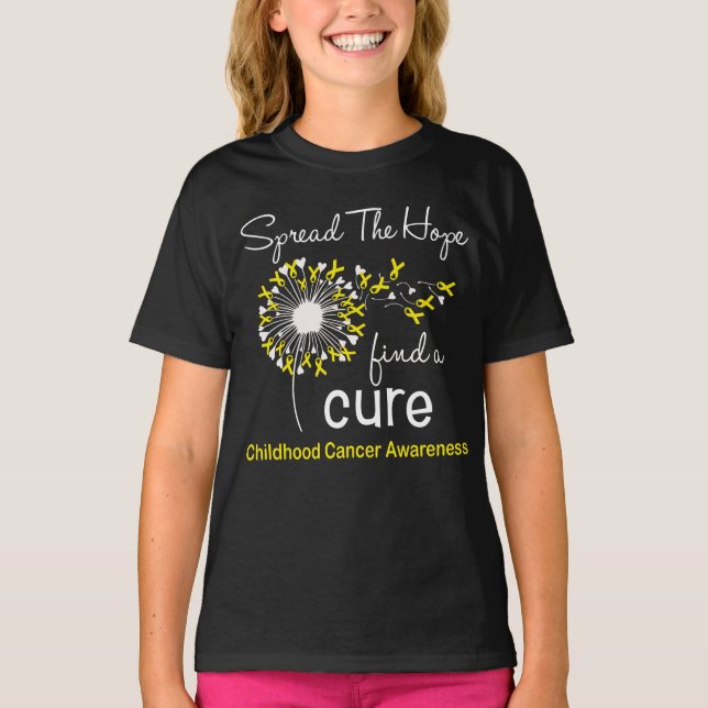 Dandelion Childhood Cancer Awareness T Shirt (Framsida)