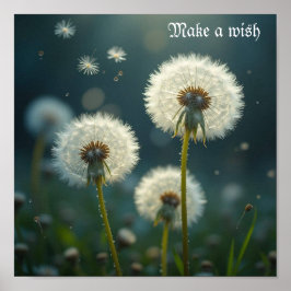 Dandelion Clocks gör en önskan Poster