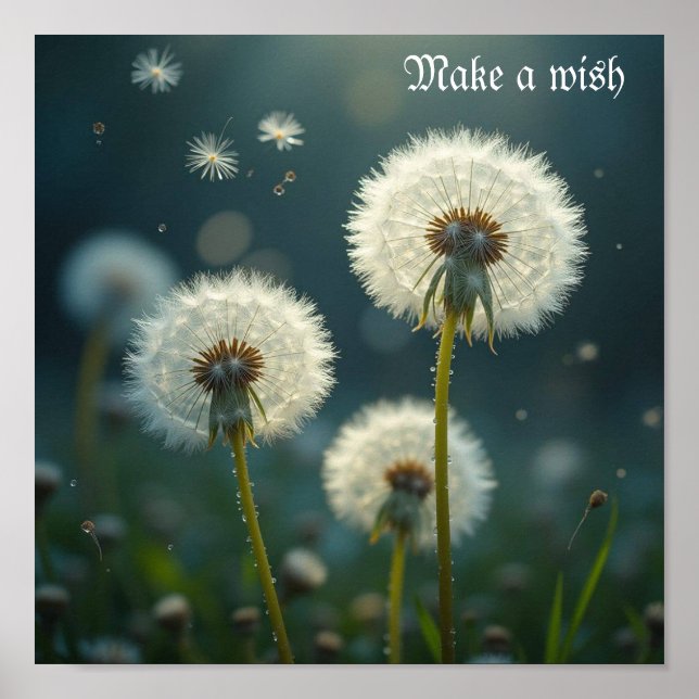 Dandelion Clocks gör en önskan Poster (Framsidan)