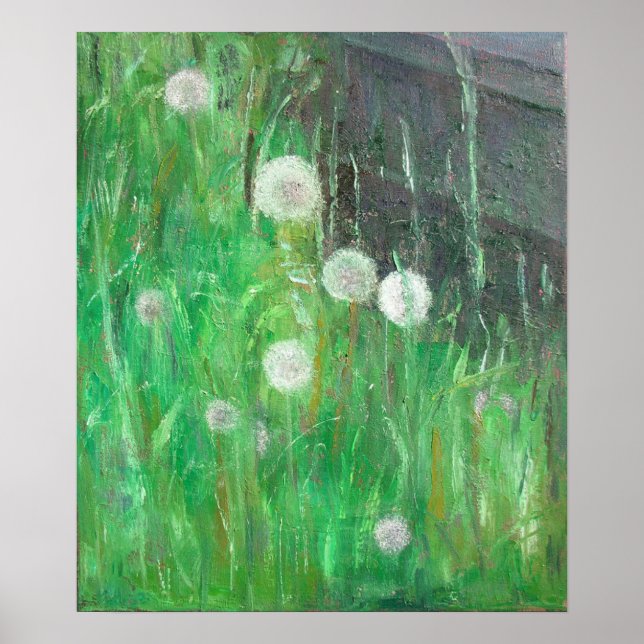 Dandelion Clocks in Grass 2008 oil on canvas Poster (Framsidan)