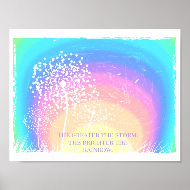 Dandelion Colorful Gradient Rainbow Motivational Poster (Framsidan)