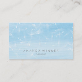 Dandelion Confetti Blue Watercolor Therapist Visitkort