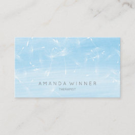 Dandelion Confetti Blue Watercolor Therapist Visitkort