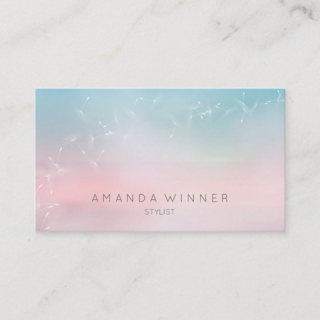 Dandelion Confetti Rosa Blue Pantone Ombre Visitkort (Framsida)