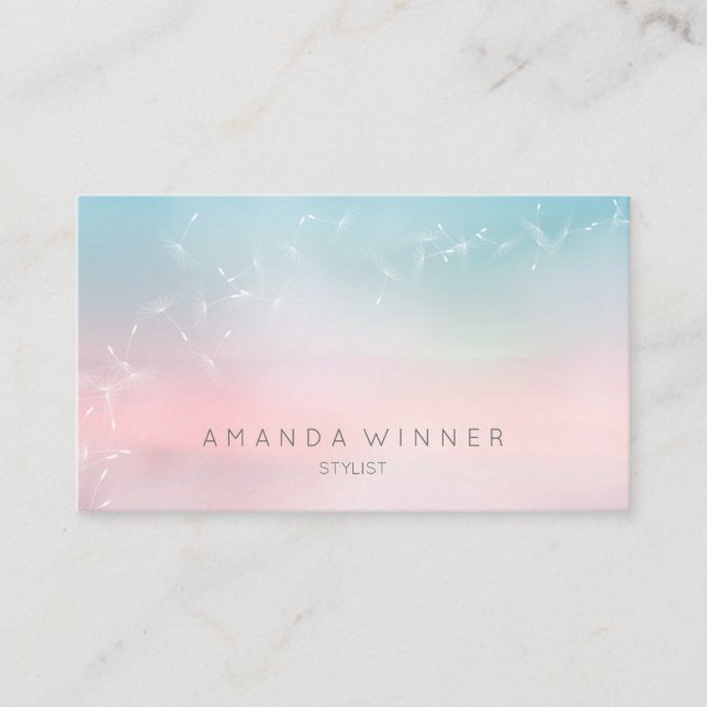 Dandelion Confetti Rosa Blue Pantone Ombre Visitkort (Framsida)